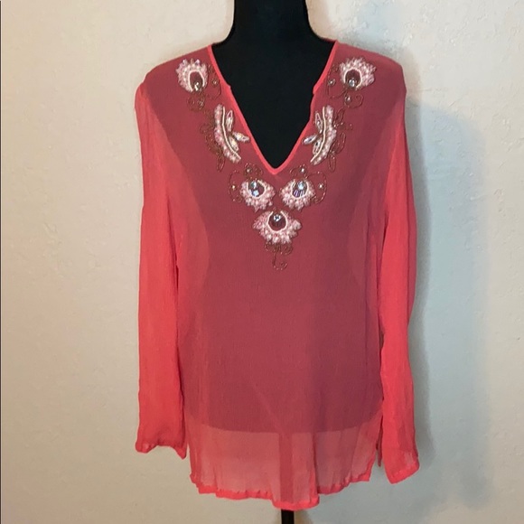 Newport News pink beaded top size 16 - Picture 1 of 6